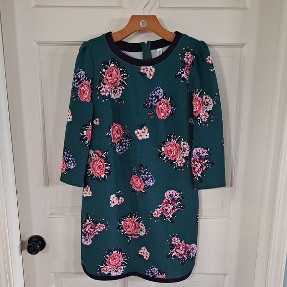 Xhilaration Floral Teal Tunic Stretchy Sweater Comfy Long Sleeve Shift Dress - Picture 1 of 10